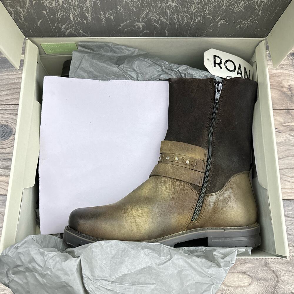 ❌SOLD❌NIB Roan by Bed Stu 8.5 Anabella Brown Washed Suede Leather Biker Boots - Picture 9 of 11